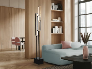 Lámpara de Pie Colette 3L Negro/Oro Rosa
