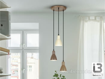 Lámpara Afra 3L Marrón/Crema