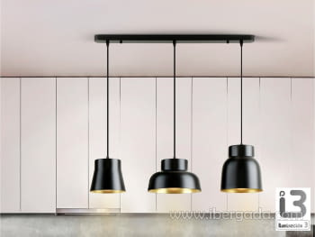 Lámpara Vulcano 3L Negro/Oro