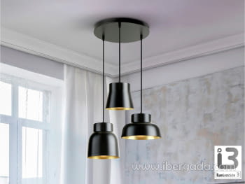 Lámpara Vulcano 3L Negro/Oro