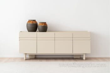 Mueble Aparador Eo Cerámico y Beige Brillo (200x48x80)