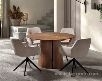 Mesa de Comedor Redonda Nogal (120x120)