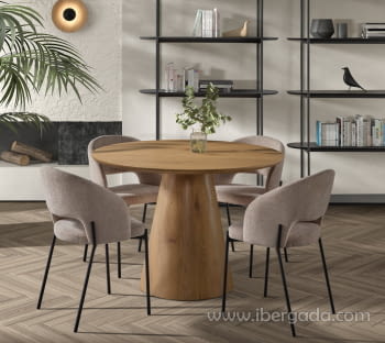 Mesa de Comedor Redonda Roble (120x120)