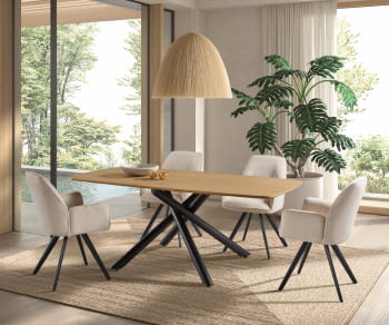 Mesa de Comedor Rectangular Roble/Negra (200x100)