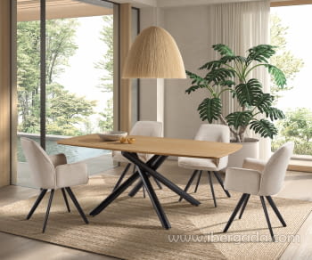 Mesa de Comedor Rectangular Roble/Negra (200x100)