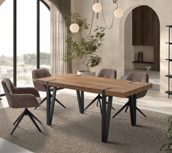 Mesa de Comedor Rectangular Roble/Negro (160x90) o (180x90)