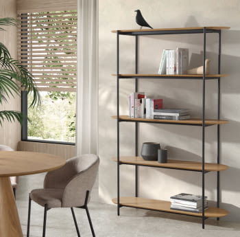 Estantería SH-511Roble/Negro (120x38x180)