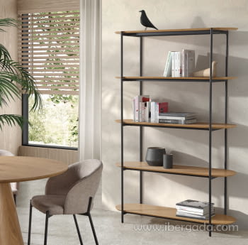 Estantería SH-511Roble/Negro (120x38x180)