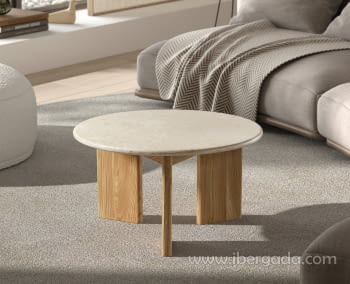 Mesa Centro Redonda Roble/Mármol (70x70)