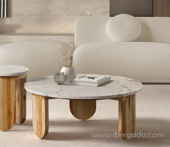 Mesa Centro Redonda Madera/Mármol (90x90)
