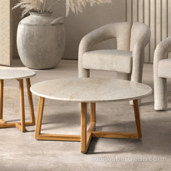 Mesa Centro Redonda Madera/Mármol (90x90)