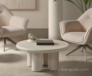 Mesa Centro Redonda Cemento (80x80)