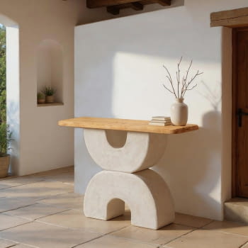 Consola Wilma III Blanco/Madera (120x38x80)