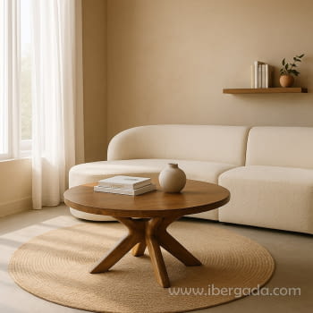 Mesa Centro Redonda Madera Mango (100x100)