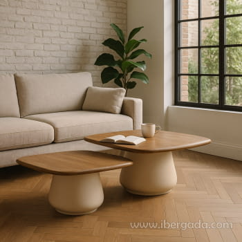 Juego de 2 mesas centro Madera/Metal (90x90)