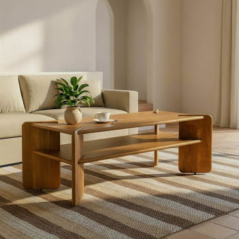 Mesa Centro Rectangular Mango con Balda (121x61)