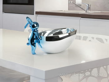 Figura Cuenco Rabbit Azul/Plata (29x17x19)