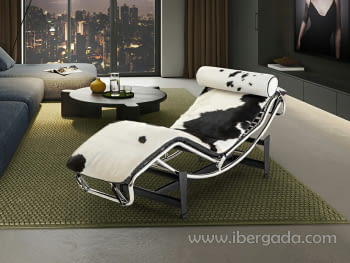 Chaise Longue Leco Blanco/Negro (154x59x56)