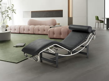 Chaise Longue Leco Piel Negro (154x59x56)