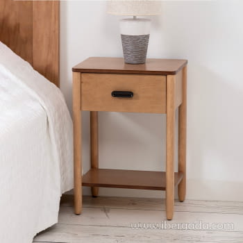 Mesita de Noche Florencia 1 Cajón Roble (45x35x66)