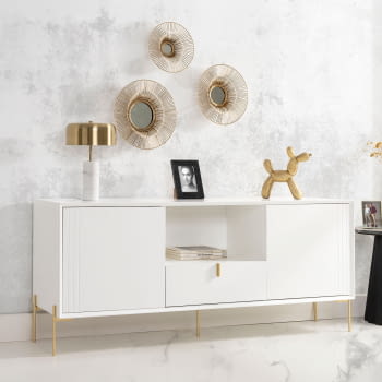 Mueble TV Milán 2 Puertas 1 Cajón Blanco (160x40x67)