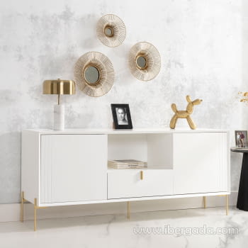 Mueble TV Milán 2 Puertas 1 Cajón Blanco (160x40x67)