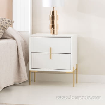 Mesita de Noche Milán 2 Cajones Blanco (48x34x59)