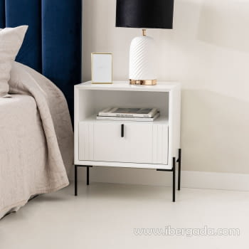 Mesita de Noche Milán 1 Cajón 1 Hueco Blanco (48x34x59)