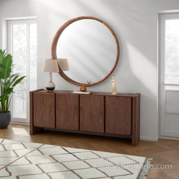 Espejo Redondo Madera Nogal (120x120)