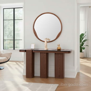 Consola Delfos Nogal/Porcelánico (150x35x80)