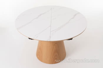 Mesa de Comedor Roble/Porcelánico Extensible (120/160x120)
