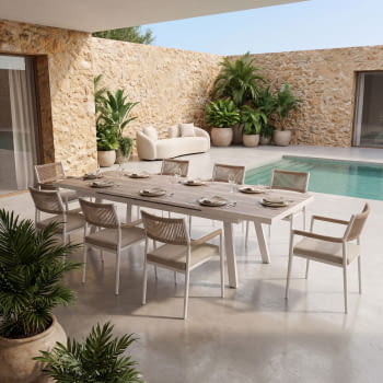 Mesa Exterior Extensible Blanco/Cerámico (202-263x100)