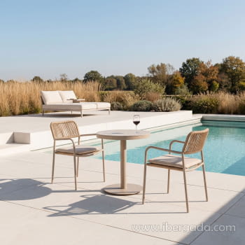 Mesa Exterior Martina Redonda Beige/Mármol (70x70)