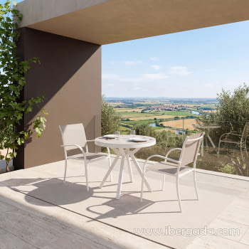 Mesa Exterior Martina Redonda Blanco/Mármol (80x80)