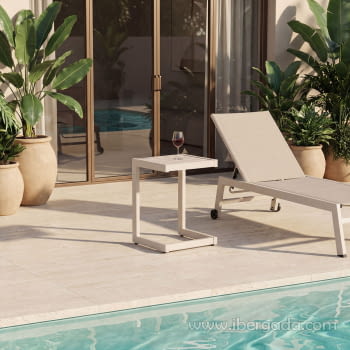 Mesa Exterior Auxiliar Aluminio Beige (37x37x52)