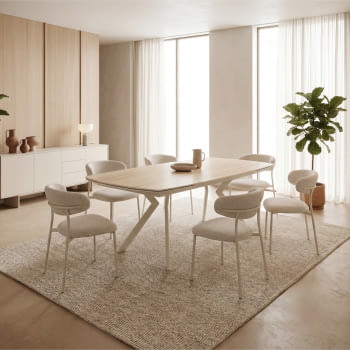 Mesa de Comedor Extensible Beige/Travertino (140-200x90)