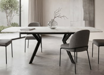 Mesa de Comedor Extensible Negra/Porcelánico (140-200x90)
