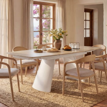 Mesa de Comedor Extensible Beige/Travertino (140-200x90)