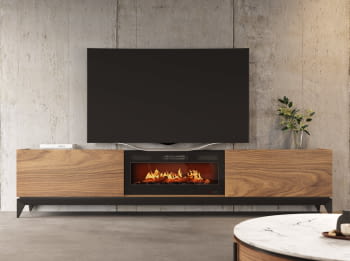 Mueble TV con Chimenea FIII01 Nogal/Negro (200-300cm)