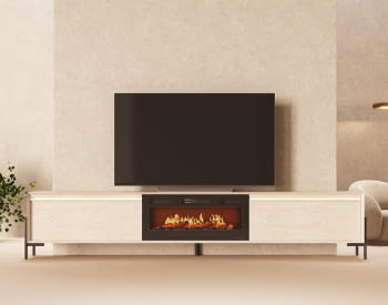 Mueble TV con Chimenea FIII03 Roble/Negro (200-300cm)