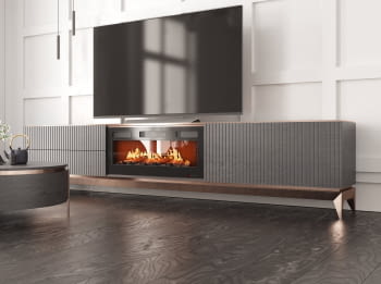 Mueble TV con Chimenea FIII04 Wengé/Cobre (200-300cm)