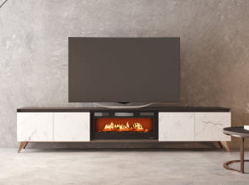 Mueble TV con Chimenea FIII05 Mármol/Cobre (200-300cm)