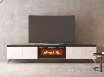 Mueble TV con Chimenea FIII05 Mármol/Cobre (200-300cm)