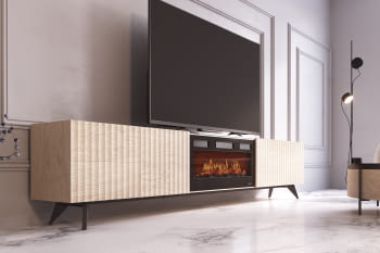 Mueble TV con Chimenea FIII08 Roble/Negro (200-300cm)