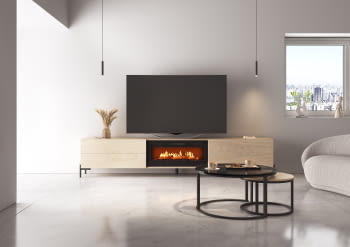 Mueble TV con Chimenea FIII10 Roble/Negro (200-300cm)