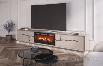 Mueble TV con Chimenea FIII12 Topo/Negro (200-300cm)