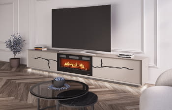 Mueble TV con Chimenea FIII12 Topo/Negro (200-300cm)
