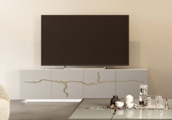 Mueble TV Luxury 4 Puertas Blanco/Oro (220x40x54)
