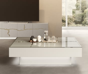 Mesa de Centro Luxury Blanco/Oro (100x100)