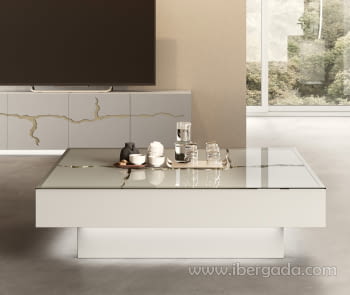 Mesa de Centro Luxury Blanco/Oro (100x100)
